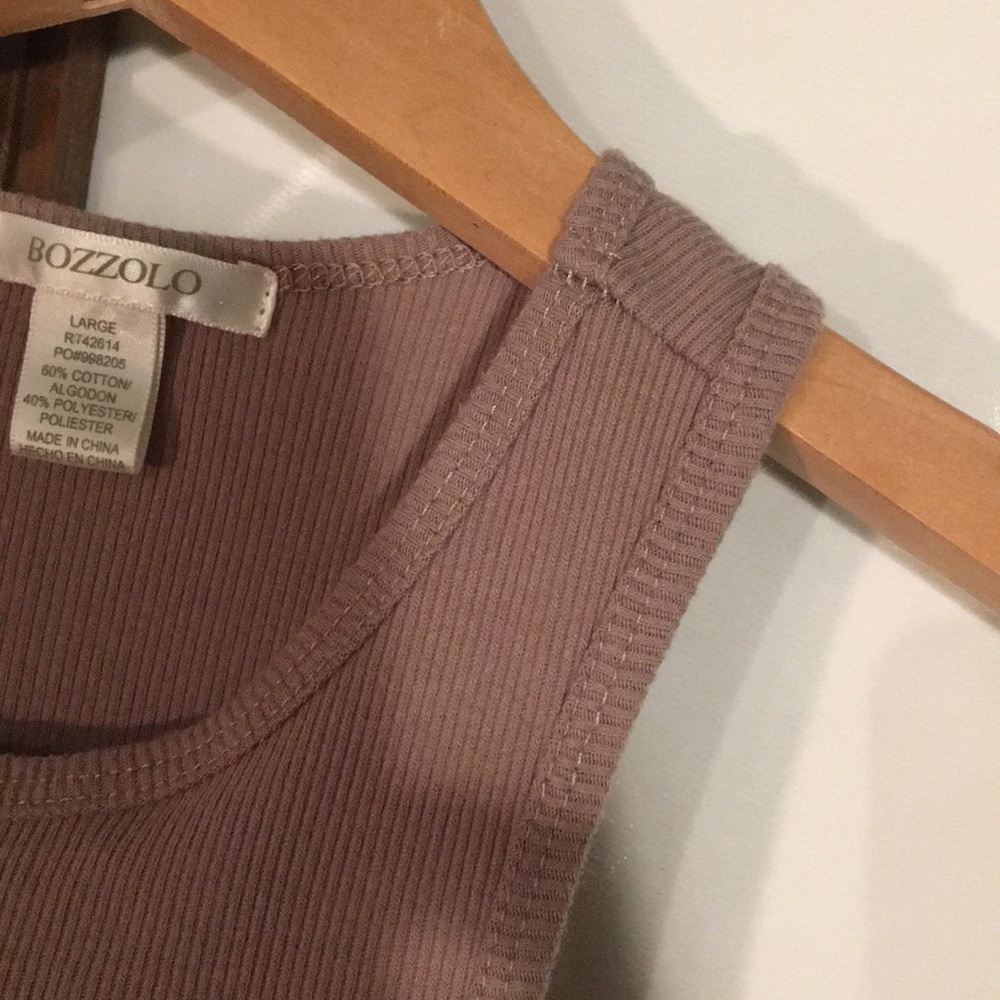 Ribbed Cotton Tan Racerback Bodysuit - Picture 4 of 5